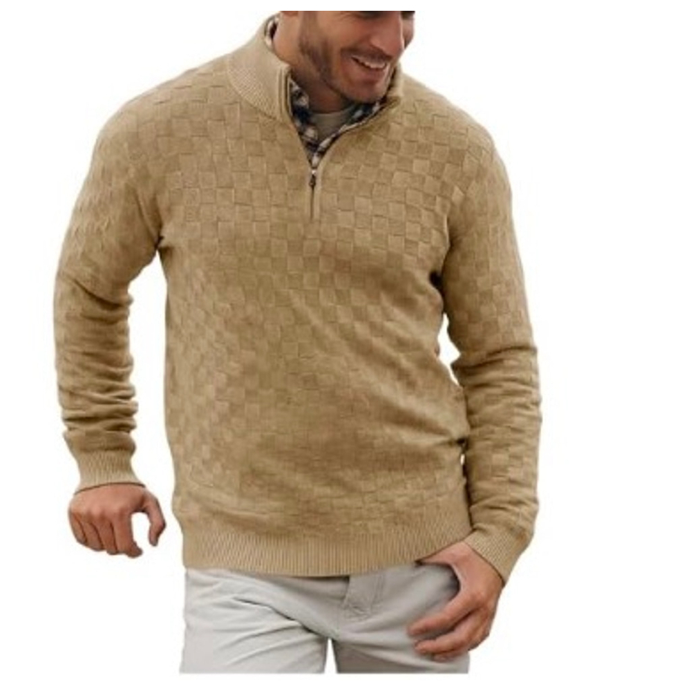 NEW Mens Quarter Zip Pullover Mock Neck Slim Fit Sweater M
